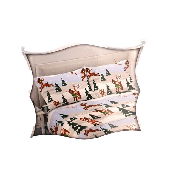 Rudolph The Red Nosed Reindeer FULL Flannel Sheet Set 100% Cotton New Christmas - Picture 5 of 14